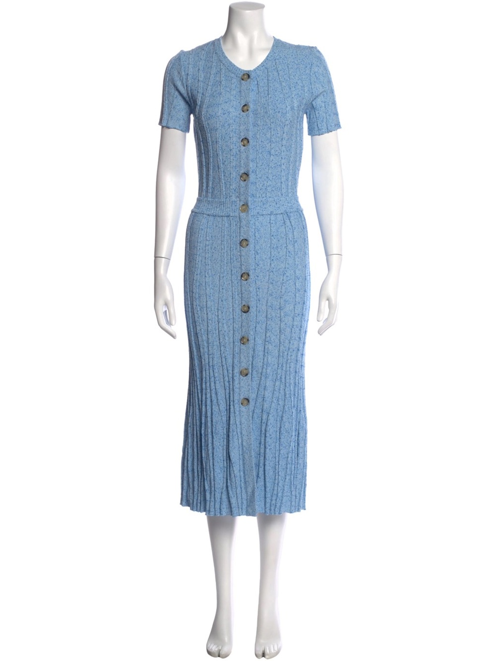 Altuzarra Light Blue Ribbed Button-Front Midi Dress